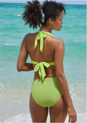 Twist Front Halter Top Bright Lime Green