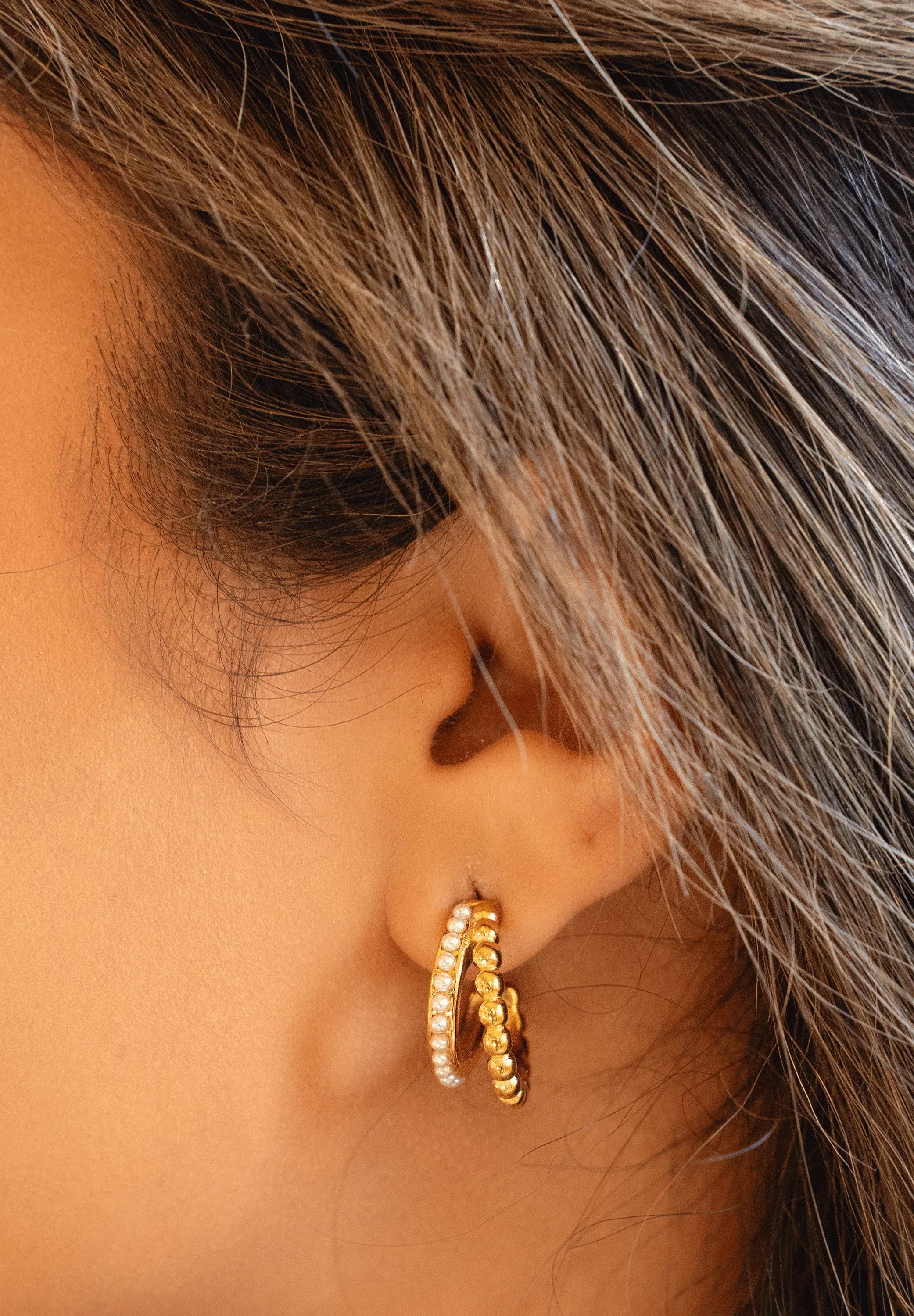 Moti Gold Double Hoops