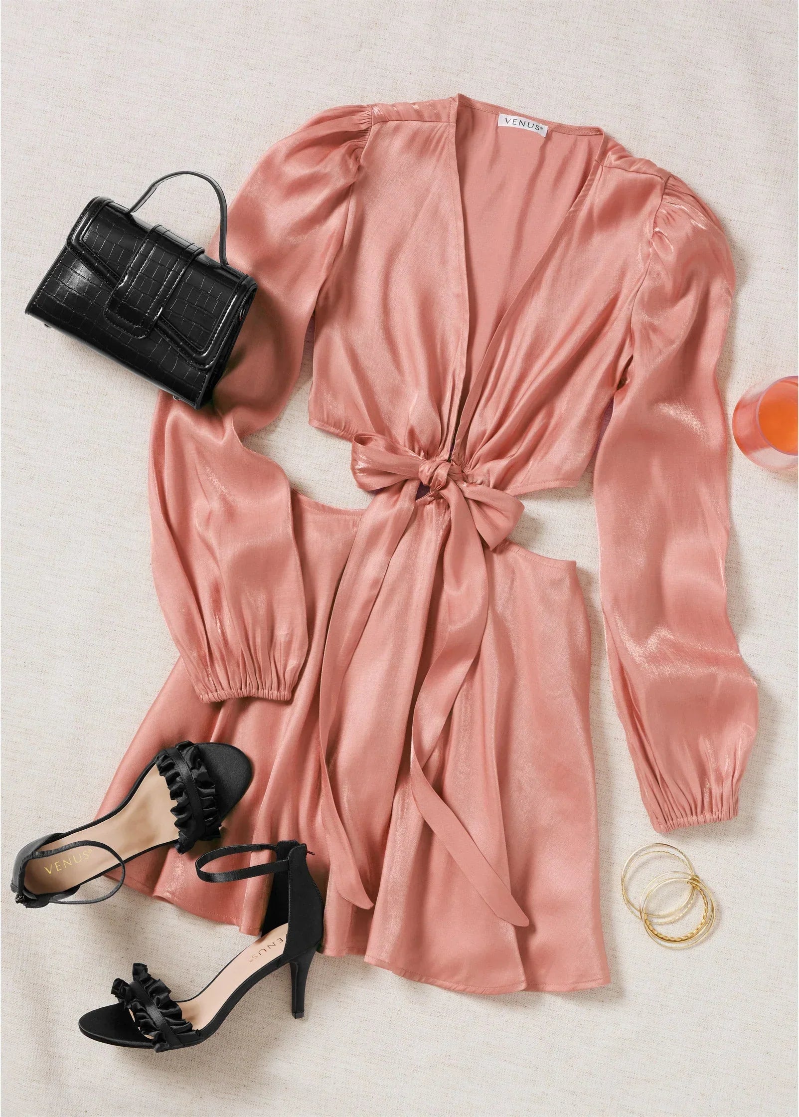 Side Cutout Romper Rose