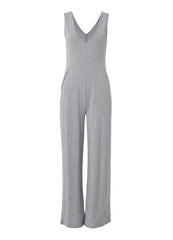 Relaxed V Neck Jumpsuit Heather Grey