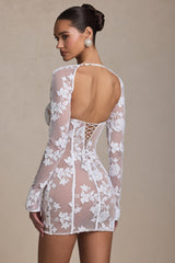 Lace Detail Corset Mini Dress in White