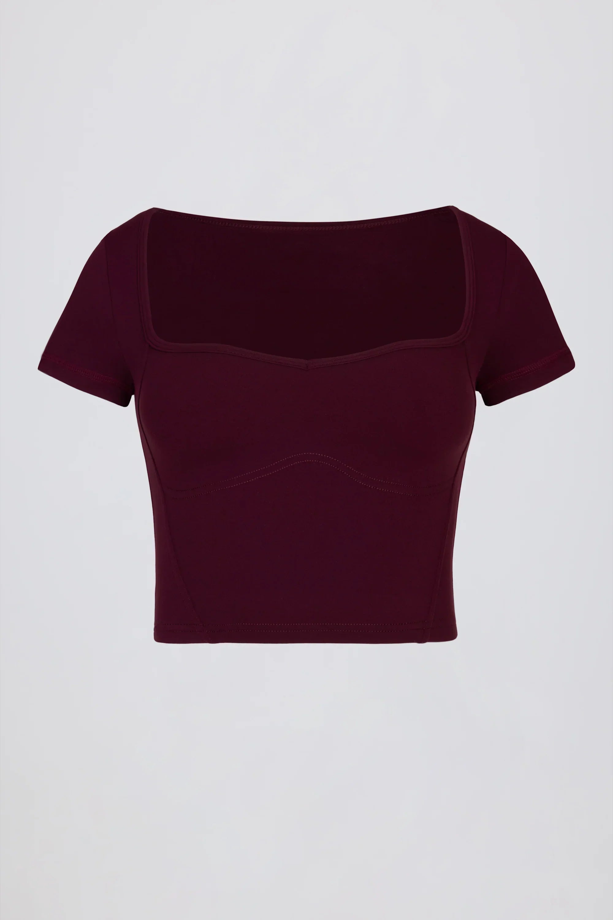 Soft Active Sweetheart Neck Crop Top in Burgundy