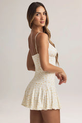 Modal Ruched A Line Mini Dress in Floral Print