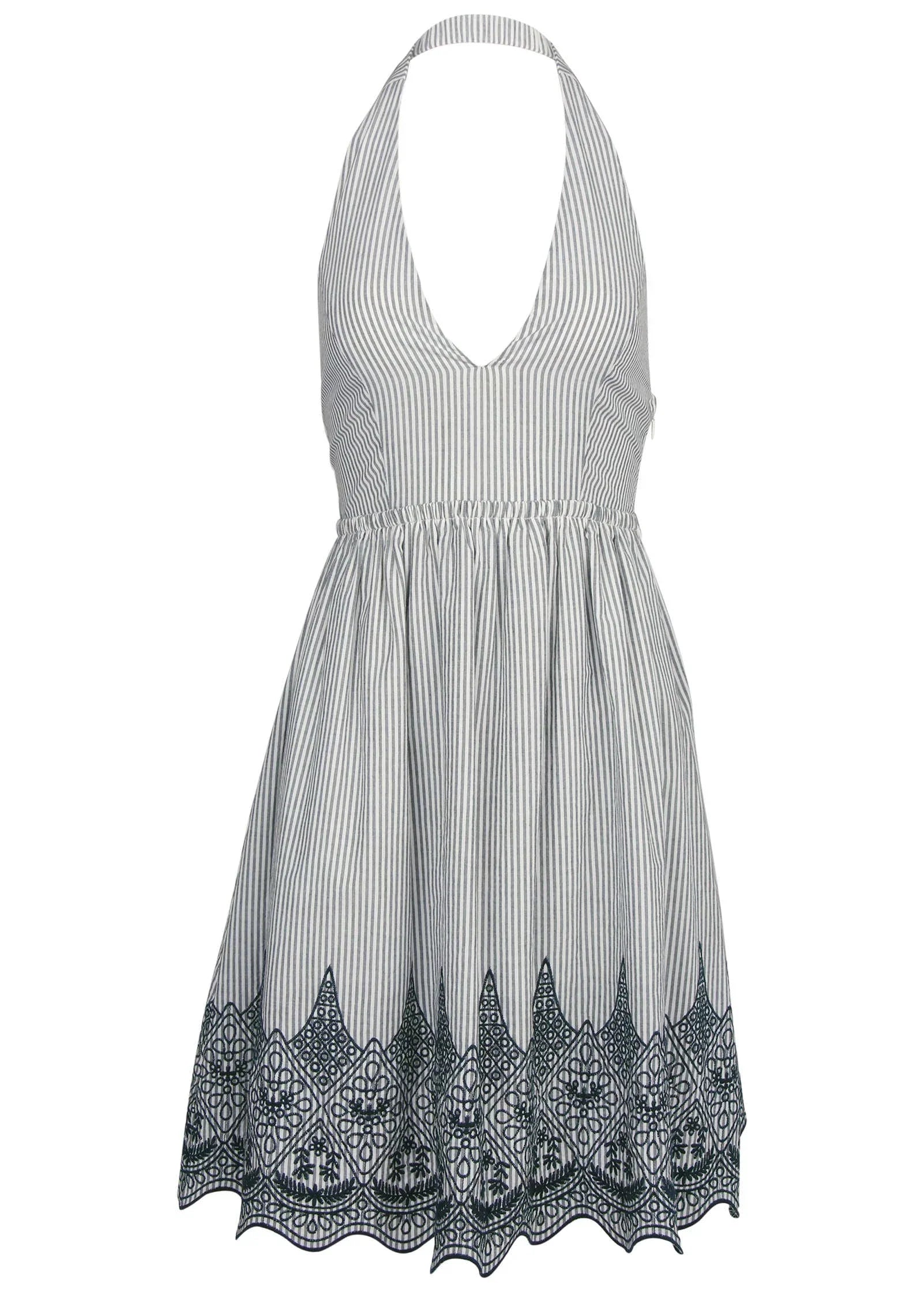 Embroidered Midi Dress Black Ecru