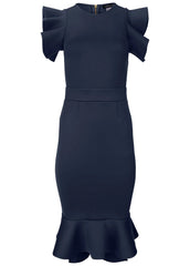 Ruffle Detail Dress Navy