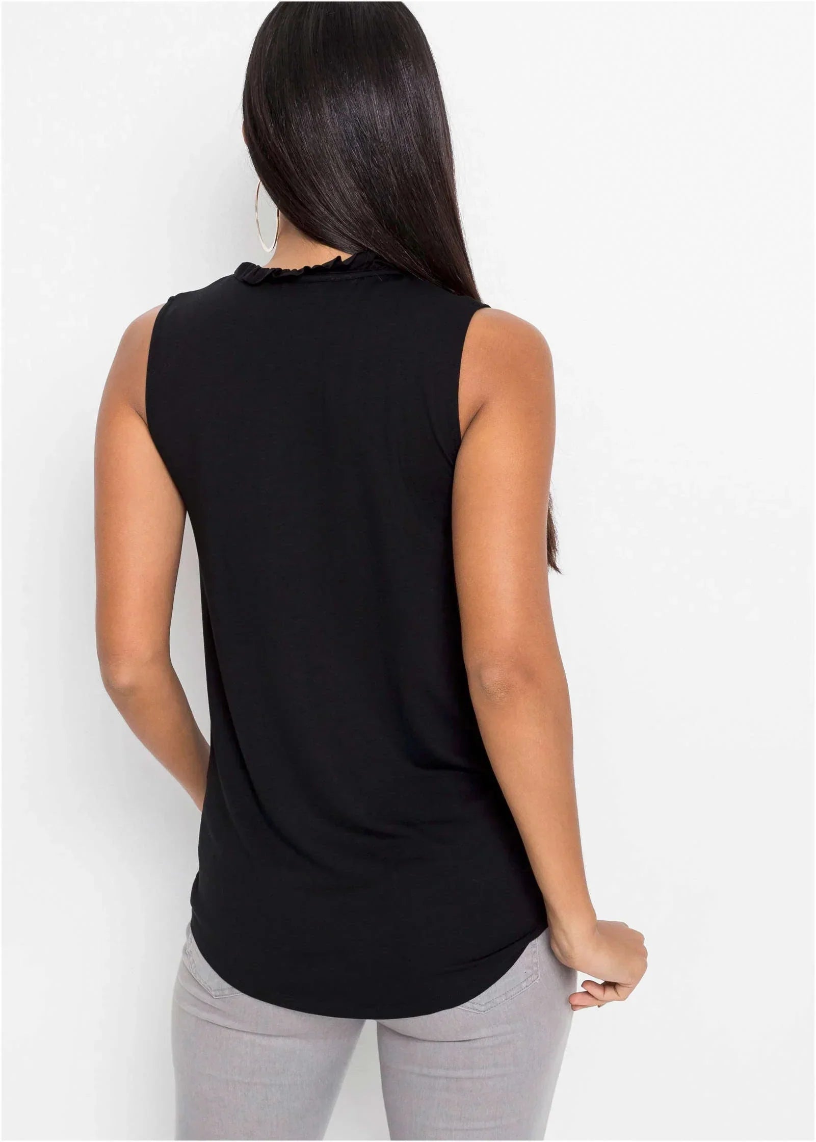 Ruffle Collar Blouse Black