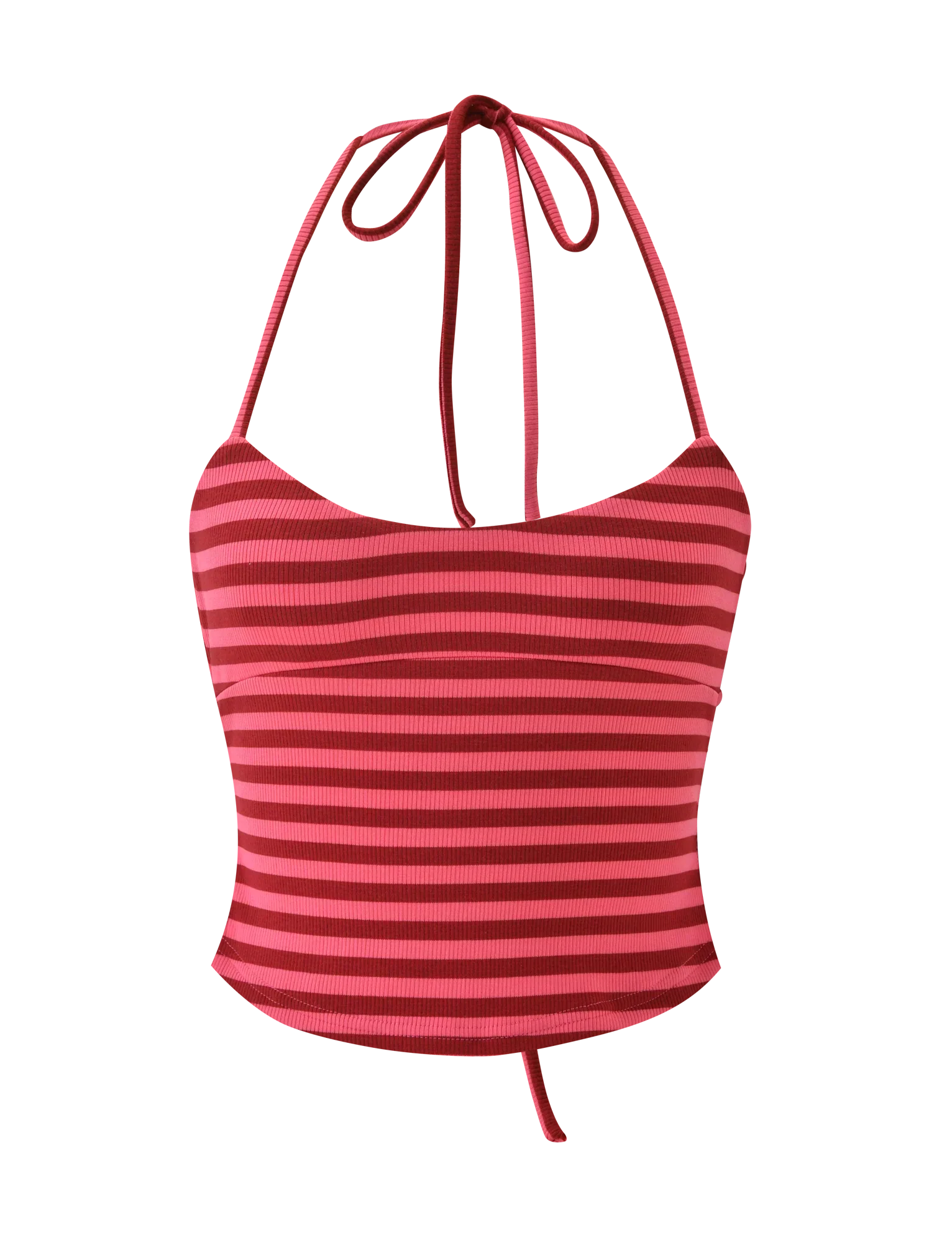 CERYS RIB TOP PINK RED STRIPE