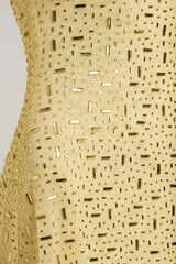 Sheer Embellished Square Neck Mini Dress in Yellow