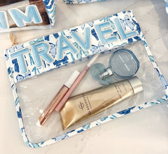 KenzKustomz Blue Bow Clear Pouch Travel