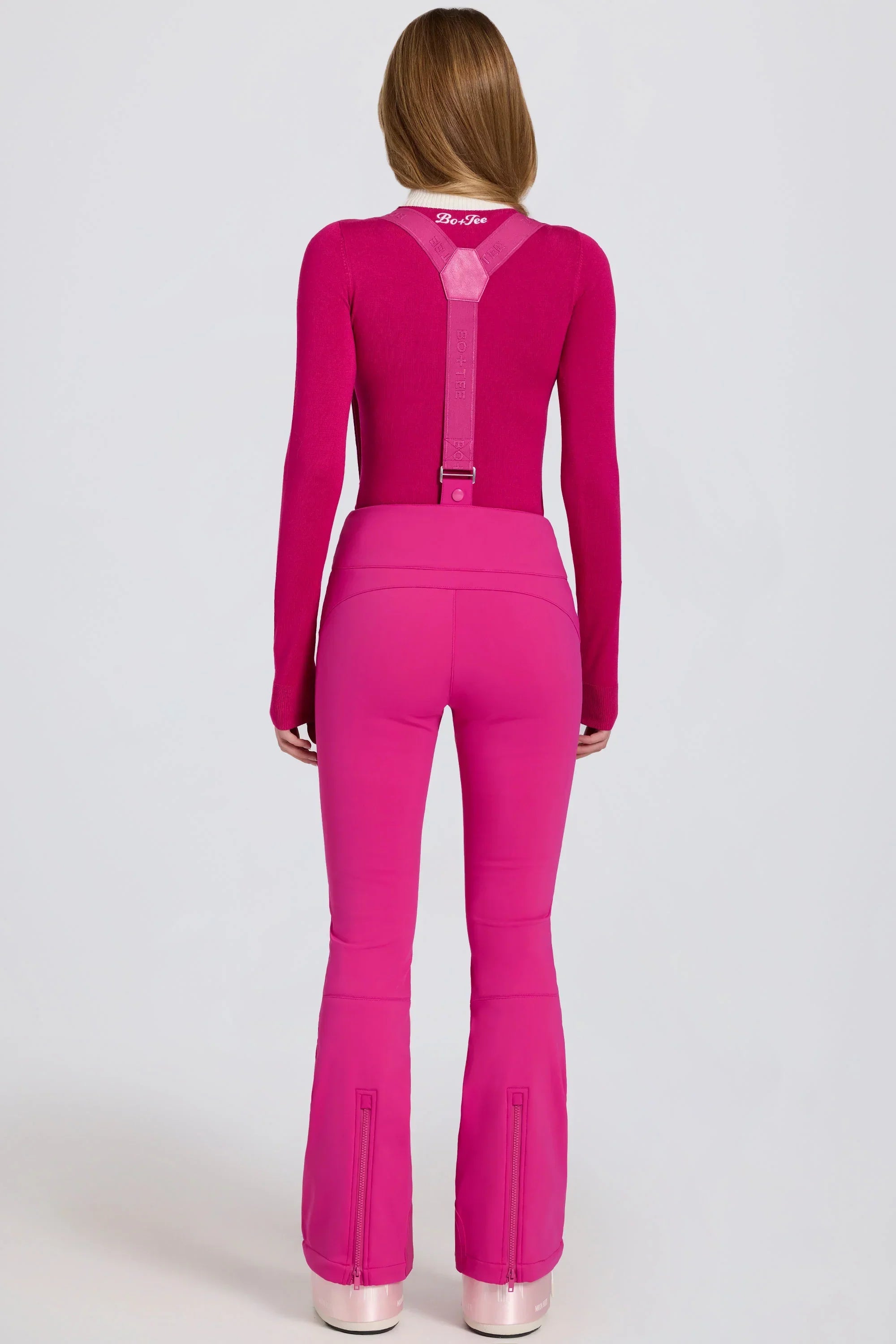 Waterproof High Rise Salopettes with Suspenders in Magenta Pink