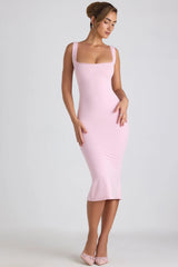 Modal Lace Trim Midaxi Dress in Soft Pink