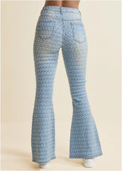 Laser Flare Leg Jeans Light Wash