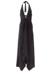 Plunging Knot Maxi Dress Jet Black