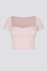 Soft Active Sweetheart Neck Crop Top in Ballet Pink