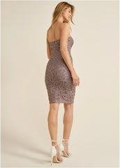 Strapless Lace Dress Mocha