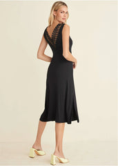 Crochet Back Midi Dress Black