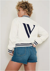 V Matte Satin Bomber Cloud Dancer