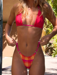 AYANNA REVERSIBLE BIKINI BOTTOM GINGHAM AND RESORT PLAID