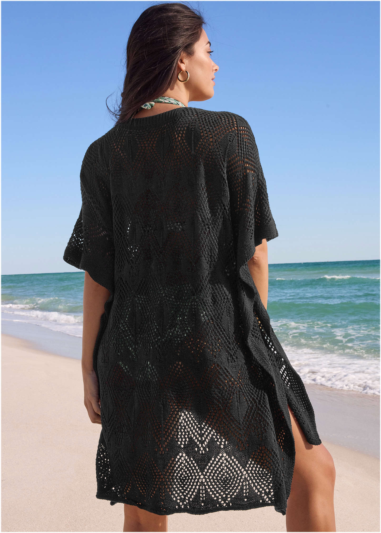 Crochet Cover Up Tunic Jet Black