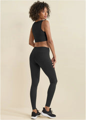 Ruched Cropped Sports Top Black