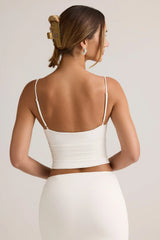 Modal V Neck Ruched Camisole Top in White