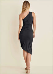 One Shoulder Dress Jet Black
