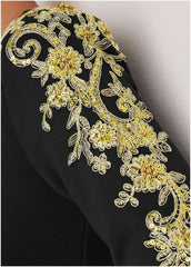 Embellished Scuba Dress Jet Black