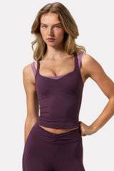 Soft Active Sweetheart Neck Tank Top in Plum