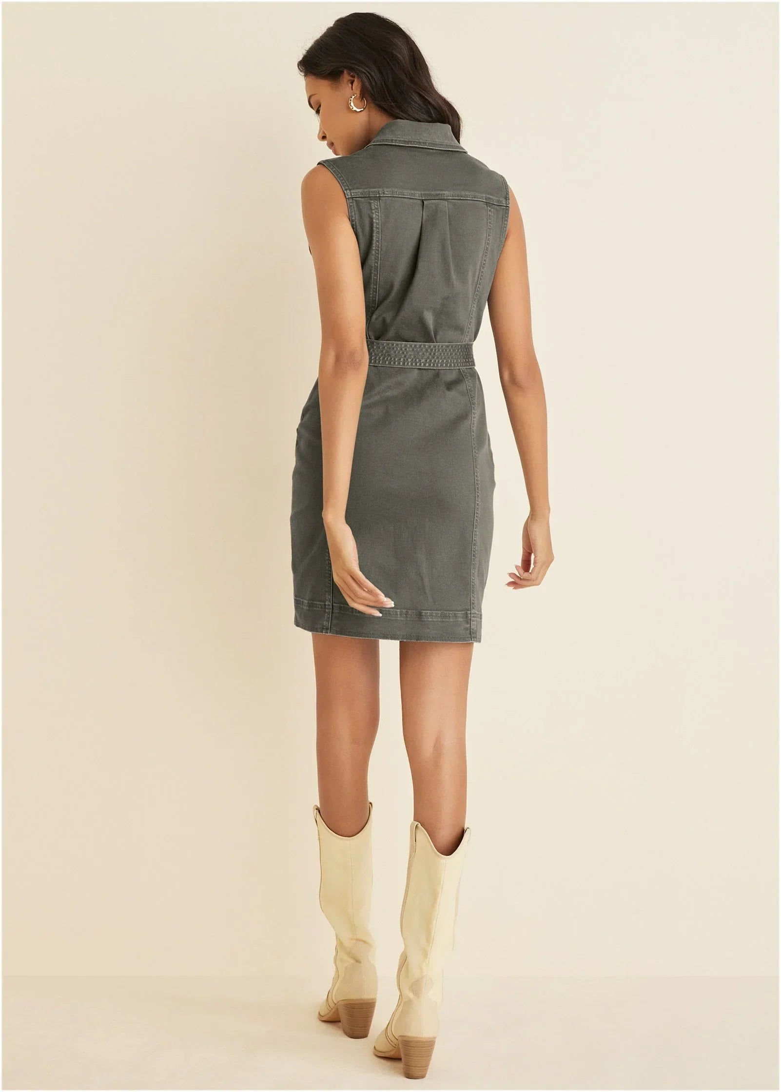 Colored Twill Utility Dress Olive