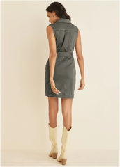 Colored Twill Utility Dress Olive