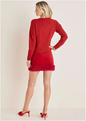 Sequin Tree Sweater Haute Red