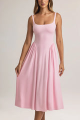 Modal A Line Midaxi Dress in Pastel Pink