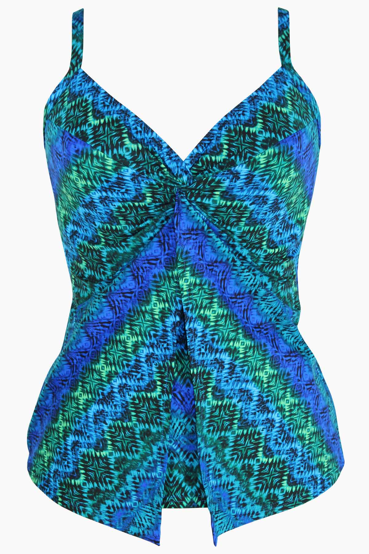 DD Cup Love Knot Tankini Top in Ocean Ombre