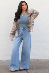 Back To Square One Acid Washed Ribbed High Neck Tank