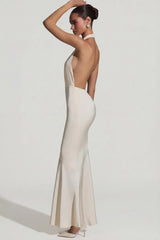 Backless Halterneck Fishtail Gown in Ivory