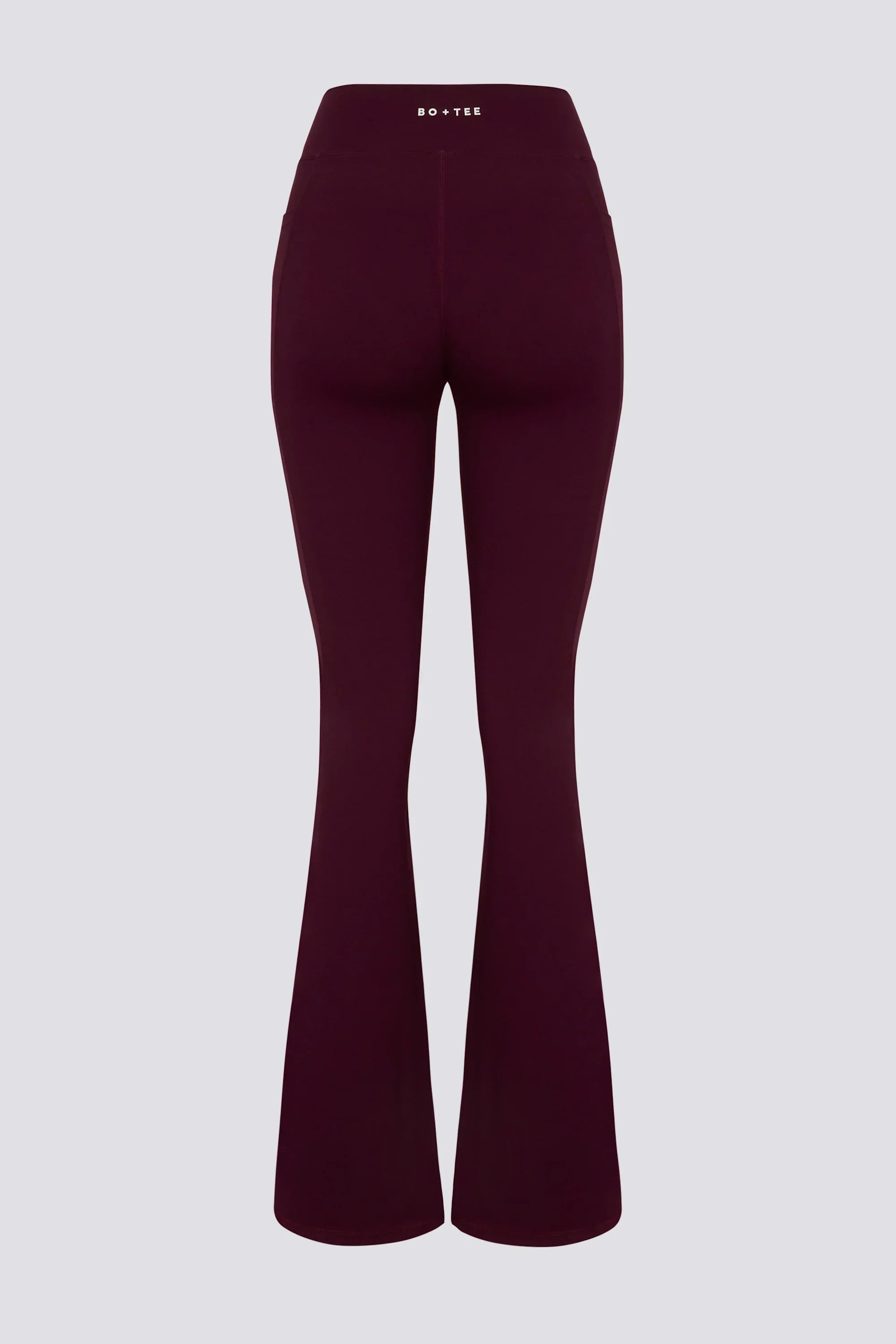 Soft Active V Waist Pocket Flared Leggings in Burgundy