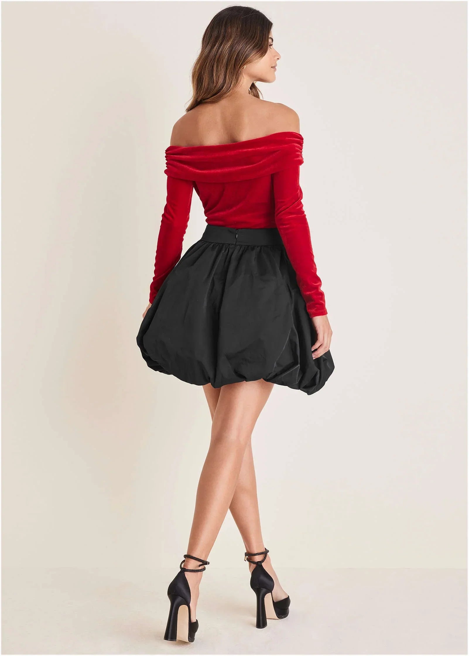 Off The Shoulder Velvet Top Haute Red