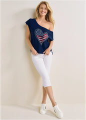 Americana Lounge Top Navy Multi