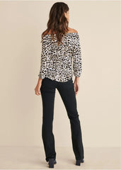Tie Waist Blouse Black White