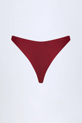 Bead Embellished Cheeky Bikini Bottoms in Dark Cherry