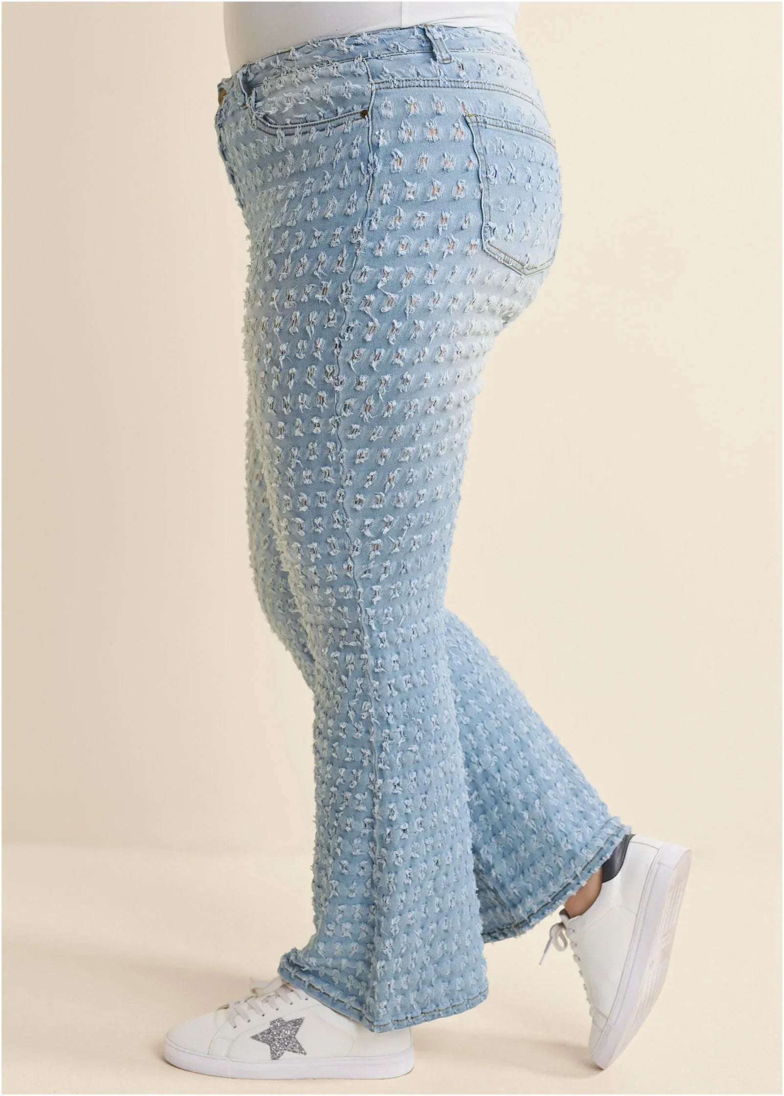 Laser Flare Leg Jeans Light Wash