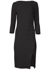 Ponte Ruched Dress Jet Black