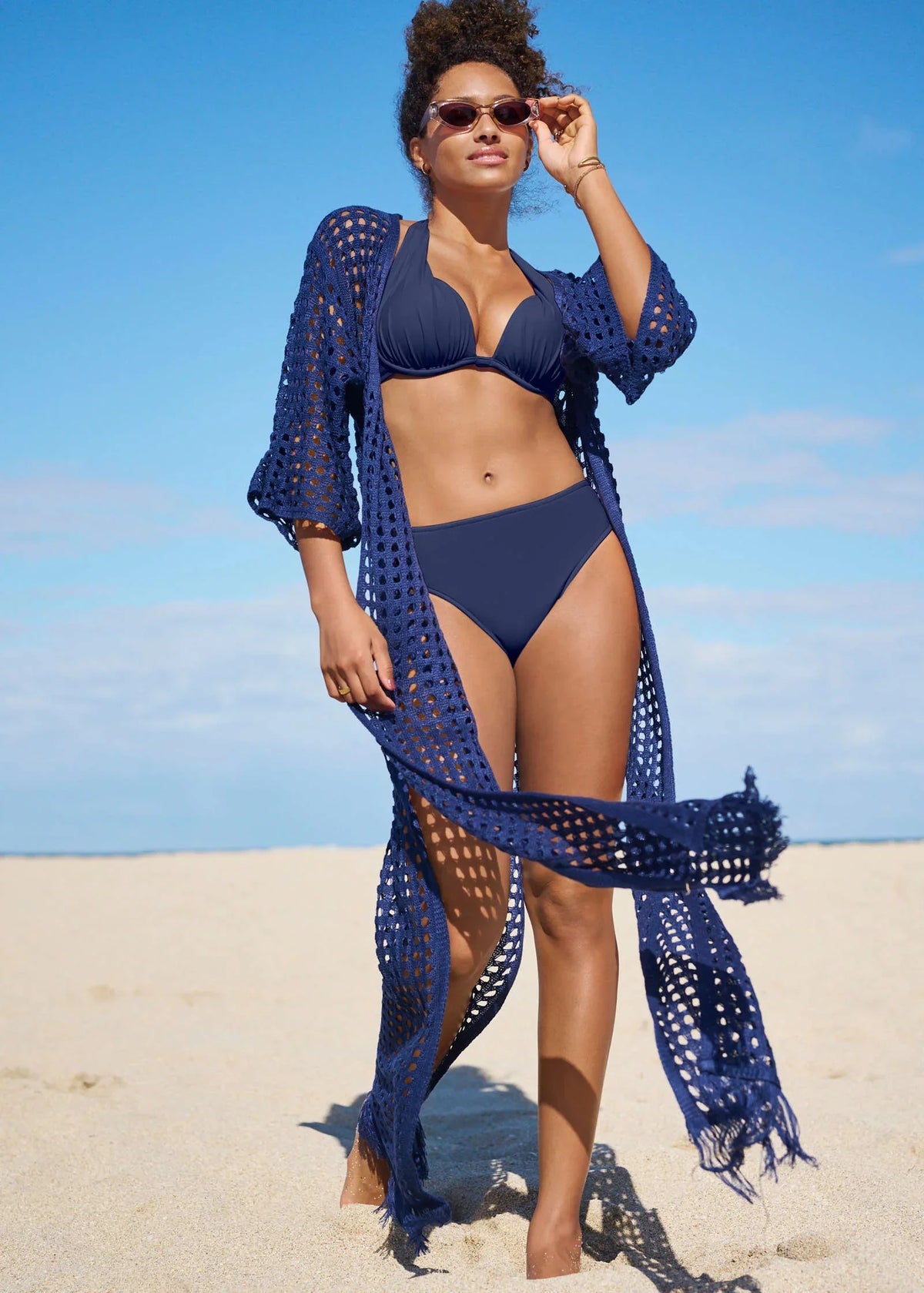 Crochet Kimono Cover Up Ultramarine Blue