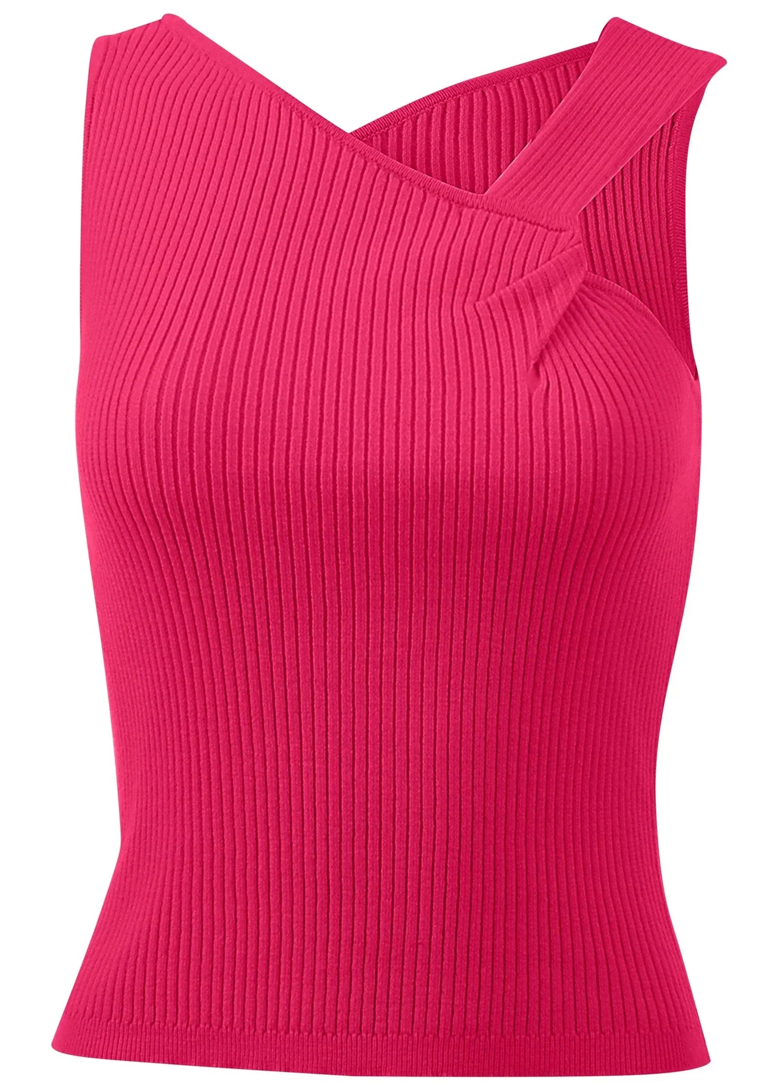 Twist Detail Sweater Tank Dark Pink
