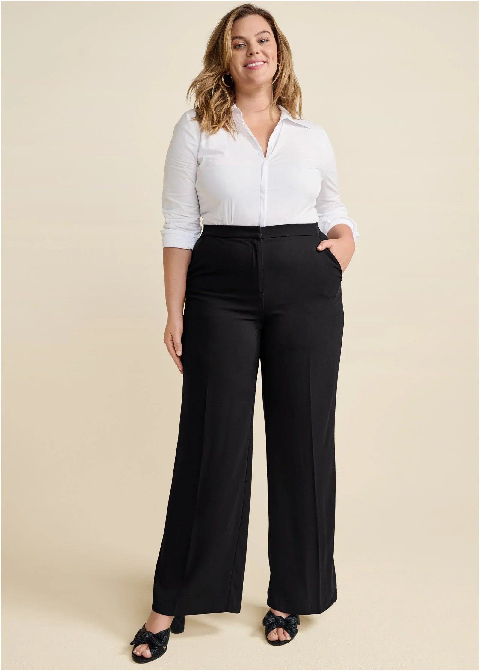 High Rise Wide Leg Trousers Jet Black