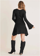 Bell Sleeve Sweater Dress Jet Black