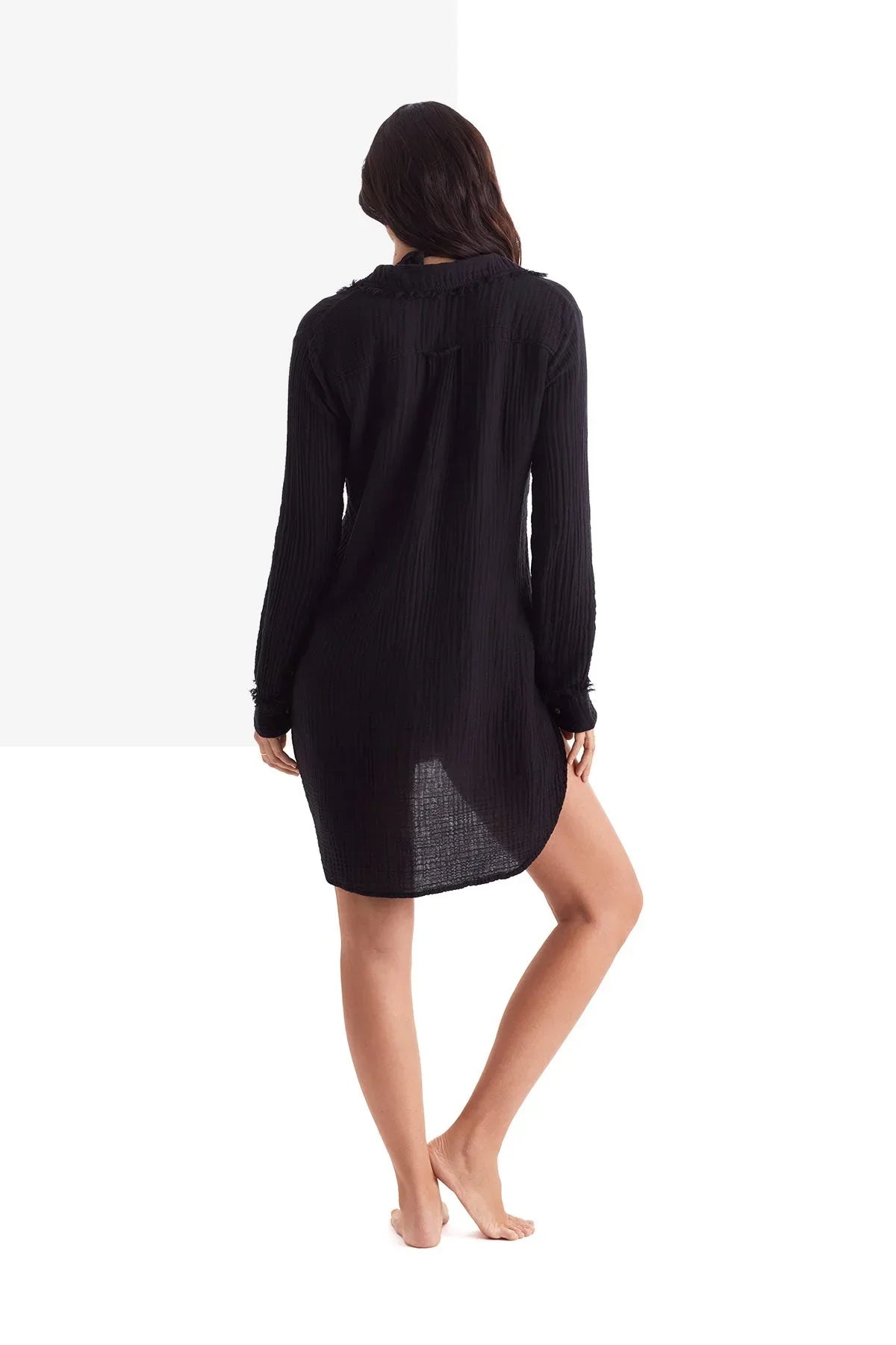 Laguna Fray Shirt Black Bliss Gauze