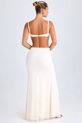 Ruffle Appliqué Cut Out Maxi Dress in White