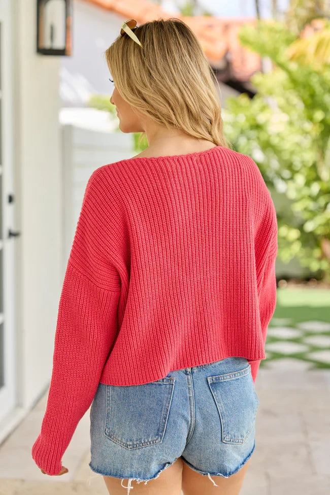 Marlie Red Crochet Sweater SALE