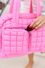 Haylie Bubble Gum Pink Quilted Weekender